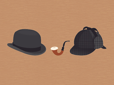 Watson & Holmes hats illustration pattern pipe sherlock vector