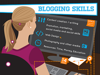 Blogging Skills blogging illustration infographic vector woman