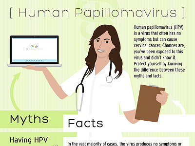 HPV Myths and Facts doctor factsheet health hpv illustration infographic vector women