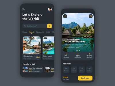Travel and Hotel Booking app accomodation booking booking app dark mode figma hostel hotel hotel booking hotel reservation house mobile app tourism travel uiux vaccation