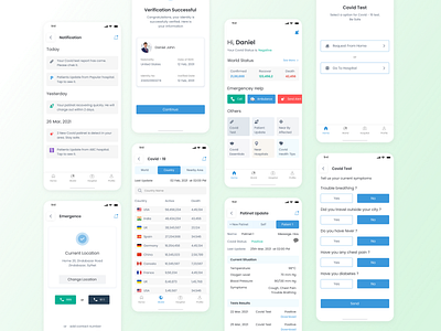 Covid - 19 Application emergency homepage interface login medical mobile app mobile interface patient app profile treatment ui ui ux uidesign update ux uxdesign visual visual design