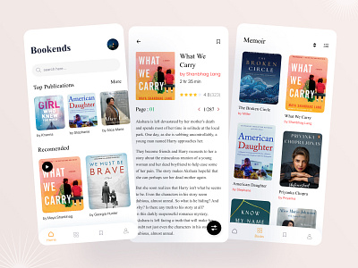 Bookends Book App book app book shop e library ebook design ecommerce education illustration ios app library mobile ui news app rafiqurrahman51 reading app story book system trending typography ui uiux ux