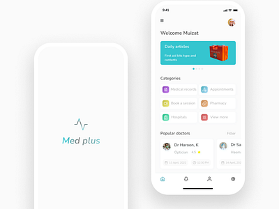 Med plus app (Healthcare mobile application) designinspiration figma healthcare logo medicalapp ui uiux ux