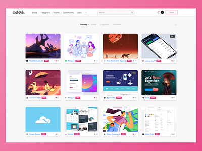 Dribbble Redesing Concept app application concept design dribbble dribbble app graphism interface redesign redesign concept ui ux webdesign