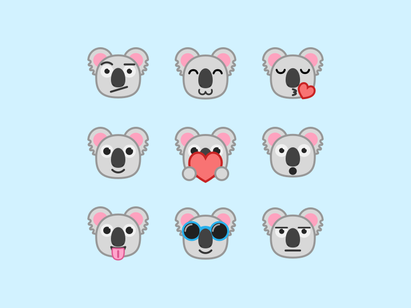 Kiwi the Koala tongue smile kiss heart koala design illustration kik smiley emoji