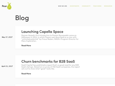Pear VC Blog Design