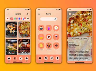 food recipe app design figma food app iphone logo recipe ui ux