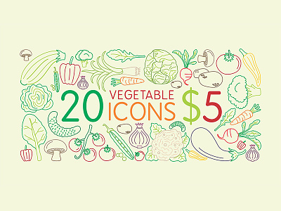 20 Icons for $5 icon icon set icons vegetable vegetables
