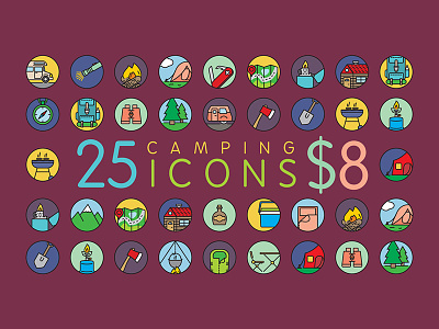 Icon Set - Camping camp camper icon camping icon design icon set icons tent icon