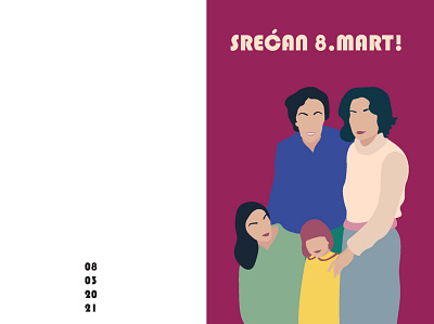 Woman's day card for family card card design design family feminist art illustration