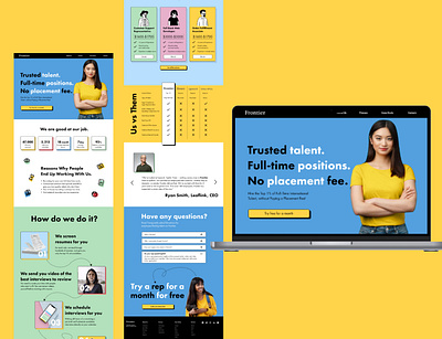 Froniter - Talent recruitment company landing page branding emot emotion emotional design fun ui ux design