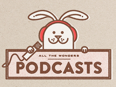 Bunny Podcast Character design illustration line logo