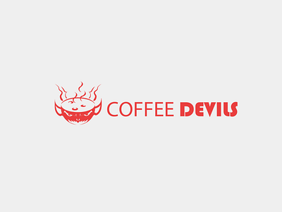 Coffe Devil Logo Design coffee design devil flat logo minimalist logo