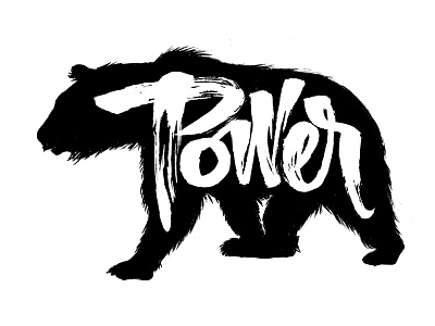 Power bear brush calligraphy design handmade heart lettering power tshirt