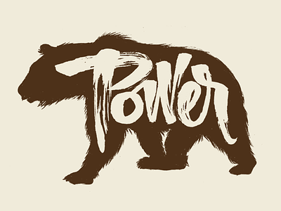 Power animal apparel bear brushtype handmade lettering power tshirt