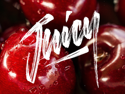 Juicy brush calligraphy cherry fruit juicy lettering love paint red tasty wall art