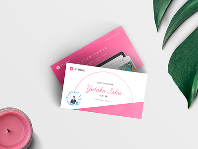 My business card for STUDIO business card businesscard minimal pink studio tokyo