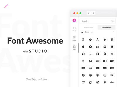Font Awesome With Studio clean design tool font awesome studio white design