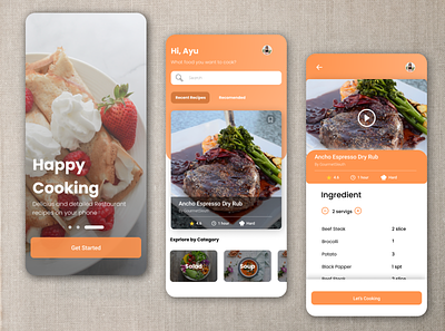 Cooking Receipe Mobile App beginner cooking mobile app receipts ui uidesign