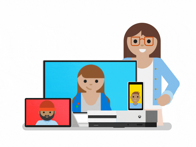 Bringing the Family Together - Microsoft Family animated illustration animated illustrations animation bonding character connect daughter delight devices digital family father gif in person microsoft microsoft family mother motion real life son