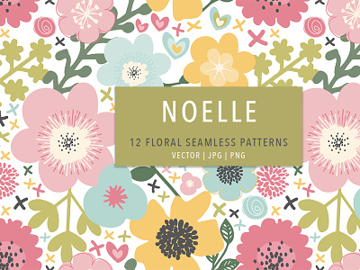 Noelle | Vector Pattern Collection background collection design digital papers editable floral flowers graphic graphic design hand drawn illustration modern modern design pattern seamless seamless pattern trendy vector vector pattern wallpaper