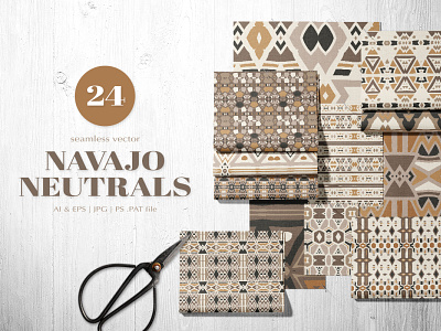Navajo Neutrals | Vector Pattern Collection abstract collection ethnic fabric design geometric pattern graphic design minimal modern design natural neutral neutral pattern pattern collection pattern design seamless pattern surface pattern design textile design trendy tribal vector vector pattern