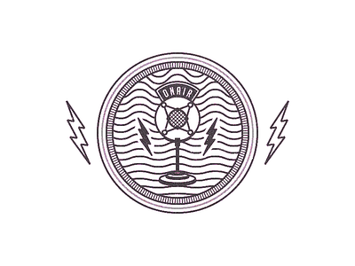 Retro Microphone circle icon lightning logo microphone music outline radio retro vector wave