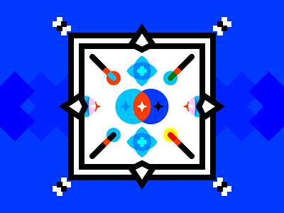 Blending random objects. affinitydesigner blending blue circle diamond object plus square