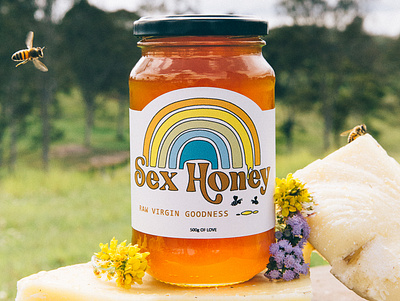 Sex Honey Branding and Label branding design funky branding graphic design honey label illustration jar label logo nbow label typography