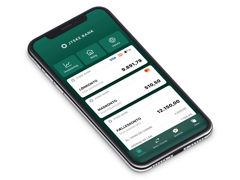 Jyske Bank - Mobile Banking App app bank banking finance financial ui