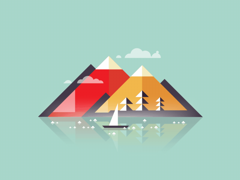 Sail 2d after effects animation boat gif minimalist motion design mountains nature outdoor sail sea