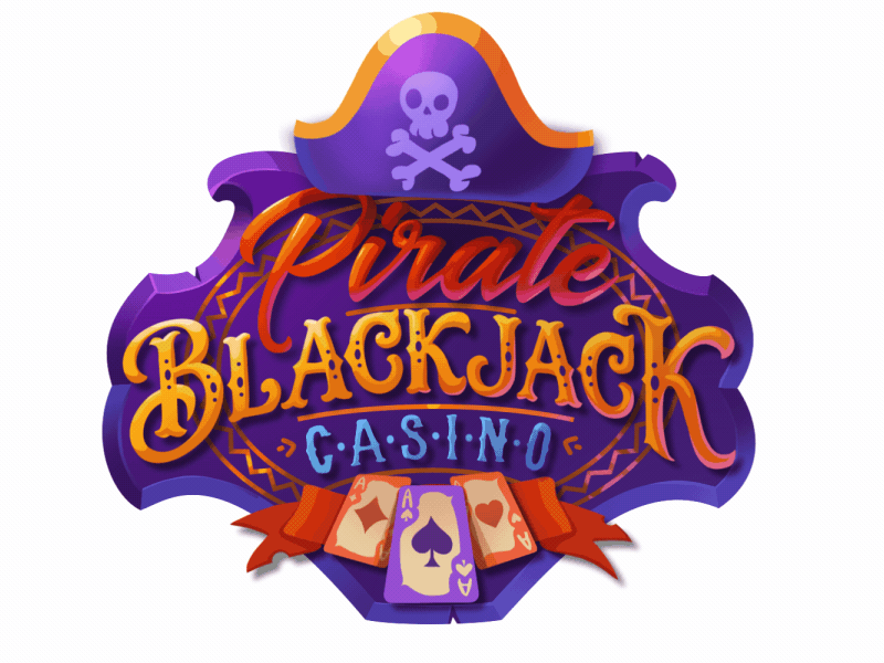 Pirate Blackjack casino logo animation 2d 2d animation after effects animation blackjack casino gif logo mograph motion motion design pirate typography