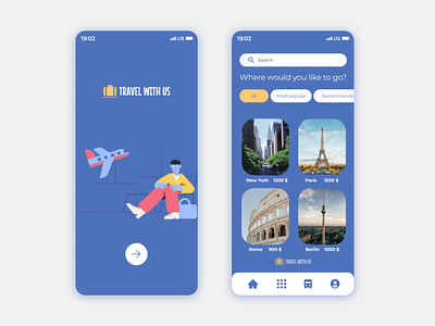 Travel app design / UI design travel app