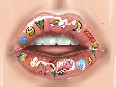 Fruitful lips design art graphicdesign illustraion