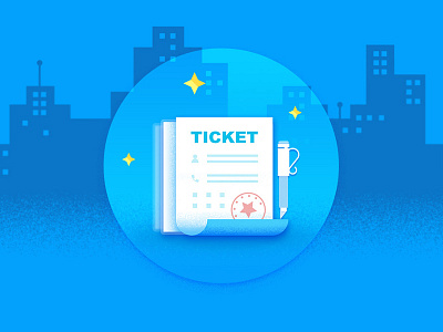 Illustration of guide page 1 blue lllustration ticket