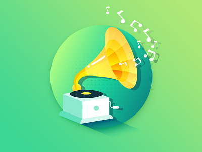 Gramophone gramophone green illustration