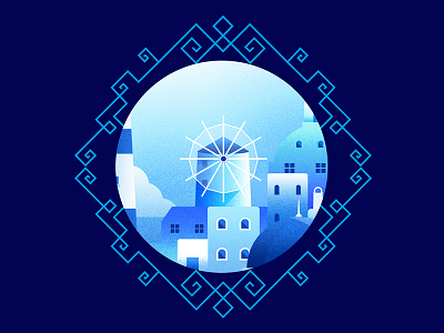 City(blue)-4 blue city illustration