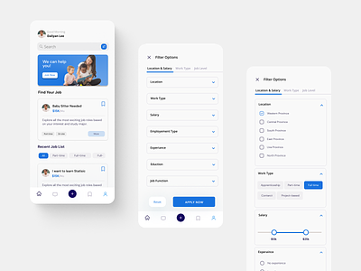 Filter Option Design for Mobile Application filter job mobile sorting ui user experience ux