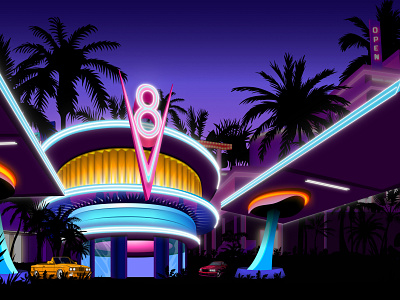 80s Retro Travel 80s car casino casino games cyberpunk figma game game art glow illustration jackpot lights neon neon signs outrun retro slots synth synthwave vintage