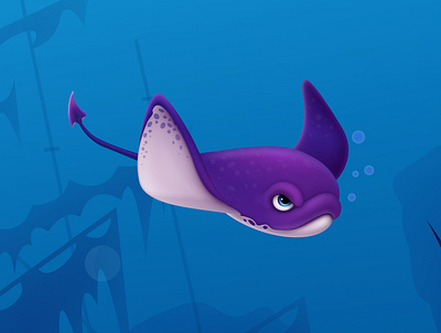 Manta Ray - Underwater #UnderTheSea [Sneak peak] beach boat coral diver diving figma fish game illustration manta manta ray ocean purple sea sea bed under the sea underwater violet water