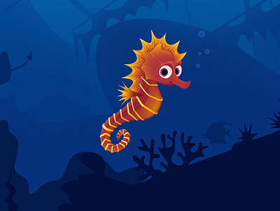 Sea Horse - Underwater #UnderTheSea [Sneak peak] beach boat coral diver diving figma fish game illustration ocean orange red red fish sea sea bed sea horse ship under the sea underwater water