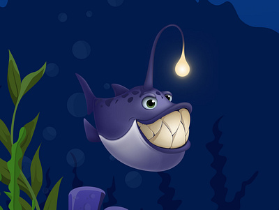 Angler Fish - Underwater #UnderTheSea [Sneak peak] angler fish anglerfish beach boat coral figma fish game illustration ocean sea sea bed sea weed under the sea underwater water