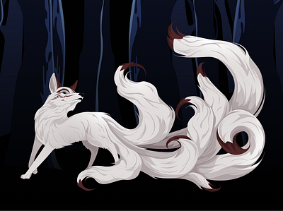 Kitsune art characterart digital figma fox greenapelsin illustration japan kitsune legend music mystic vector vectorart vectorillustration zhirkovaanzhela