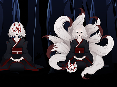 Kitsune art characterart digital figma fox game greenapelsin history illustration inspiration japan kitsune legend music mystic vector vectorart vectorillustration zhirkovaanzhela охотаналисицy