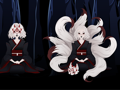 Kitsune art characterart digital figma fox game greenapelsin history illustration inspiration japan kitsune legend music mystic vector vectorart vectorillustration zhirkovaanzhela охотаналисицy