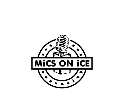Microphone with Ice Logo branding company creative design ice logo microphone mics on ice modern