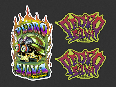 Stickers Pedro Silva adesivos cycling design heavy metal illustration motor old school rock n roll skull stickers tattoo