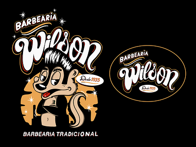 Wilson's Barbershop barber barbershop kustom logo old school pinstripe possum traditional vintage
