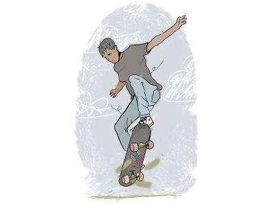 Skater! 2022 adobe character crayon digital dribdrab fresco fresh illustration new person photoshop playful skateboard trick