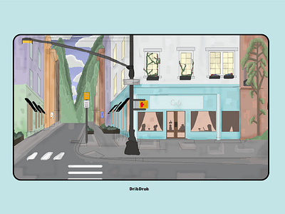 Street Corner | Photoshop 2022 adobe photoshop blotchy cafe corner dribdrab graphic design illustration minimal painting road street street corner